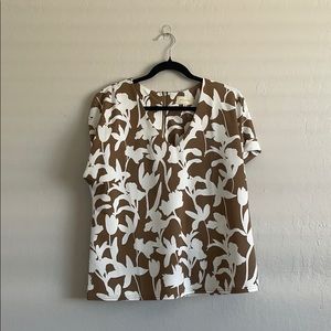 Tan floral blouse